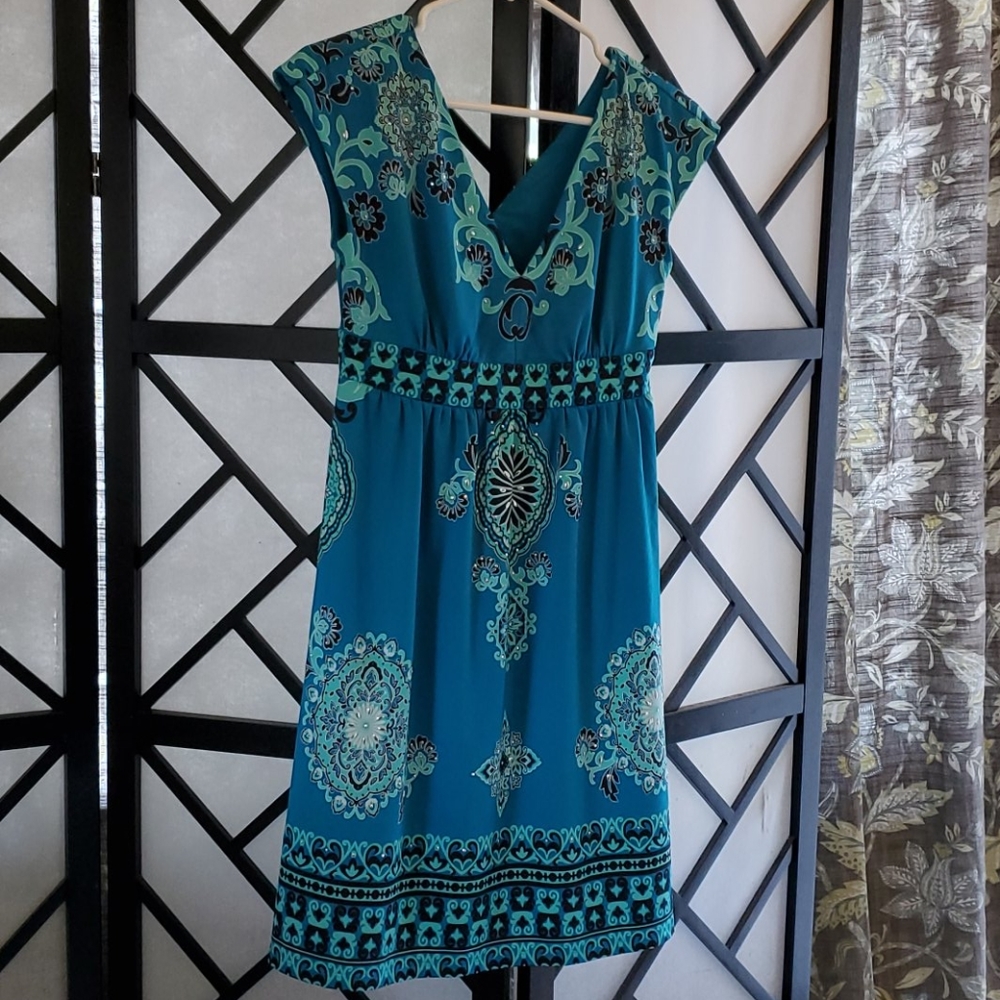 Turquoise with design dress